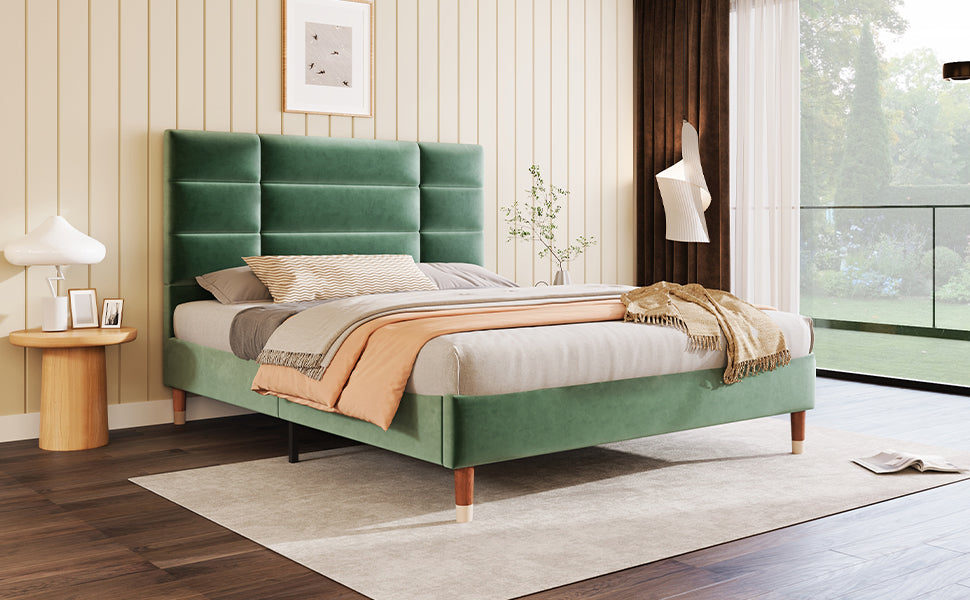 Logidon gestoffeerd bed 140x200 tweepersoonsbed met lattenbodem fluweel donkergroen