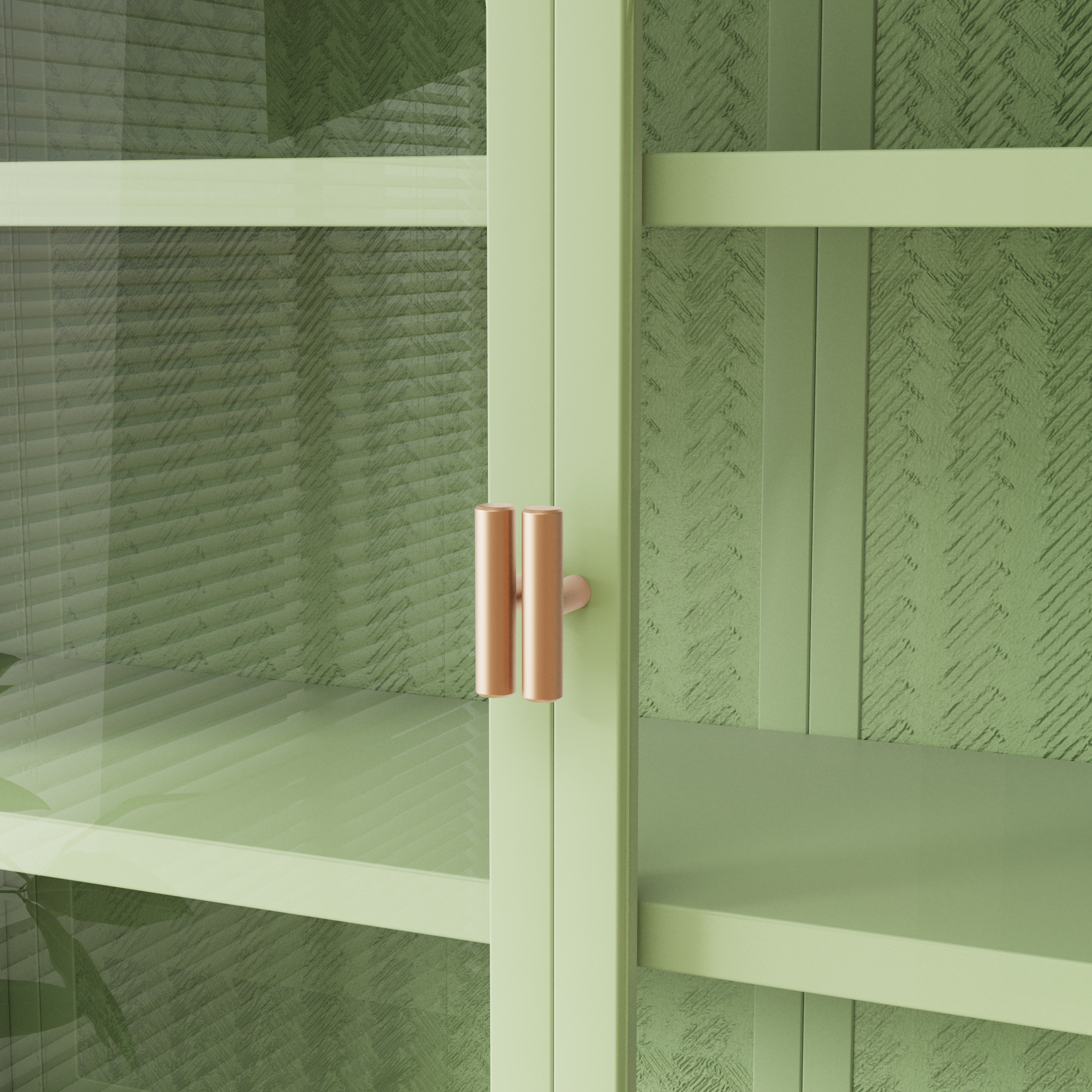 Logidon wanddoos 70 cm groene glazen deuren met drie opbergniveaus
