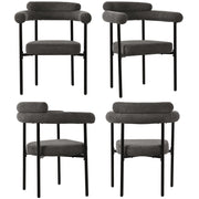 Logidon Dining Room Chairs Set of 4 Dark Gray Velvet Ergonomic W70 D62 cm