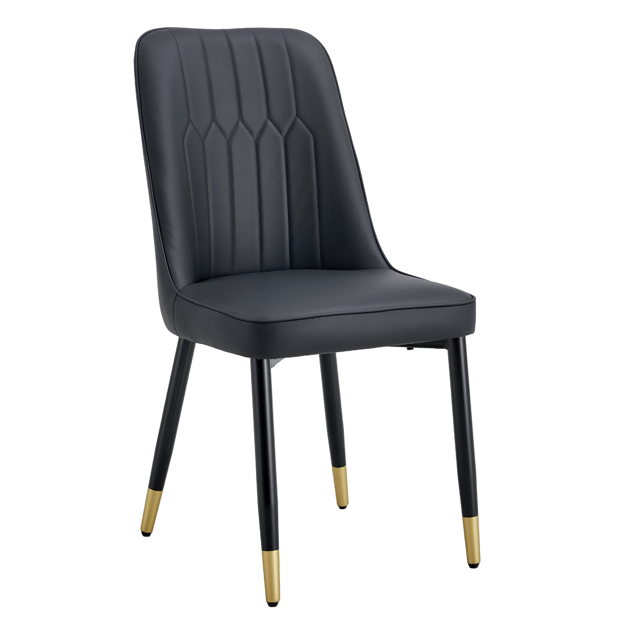 Logidon set van twee zwarte eetkamerstoelen met PU lederen rugkussens