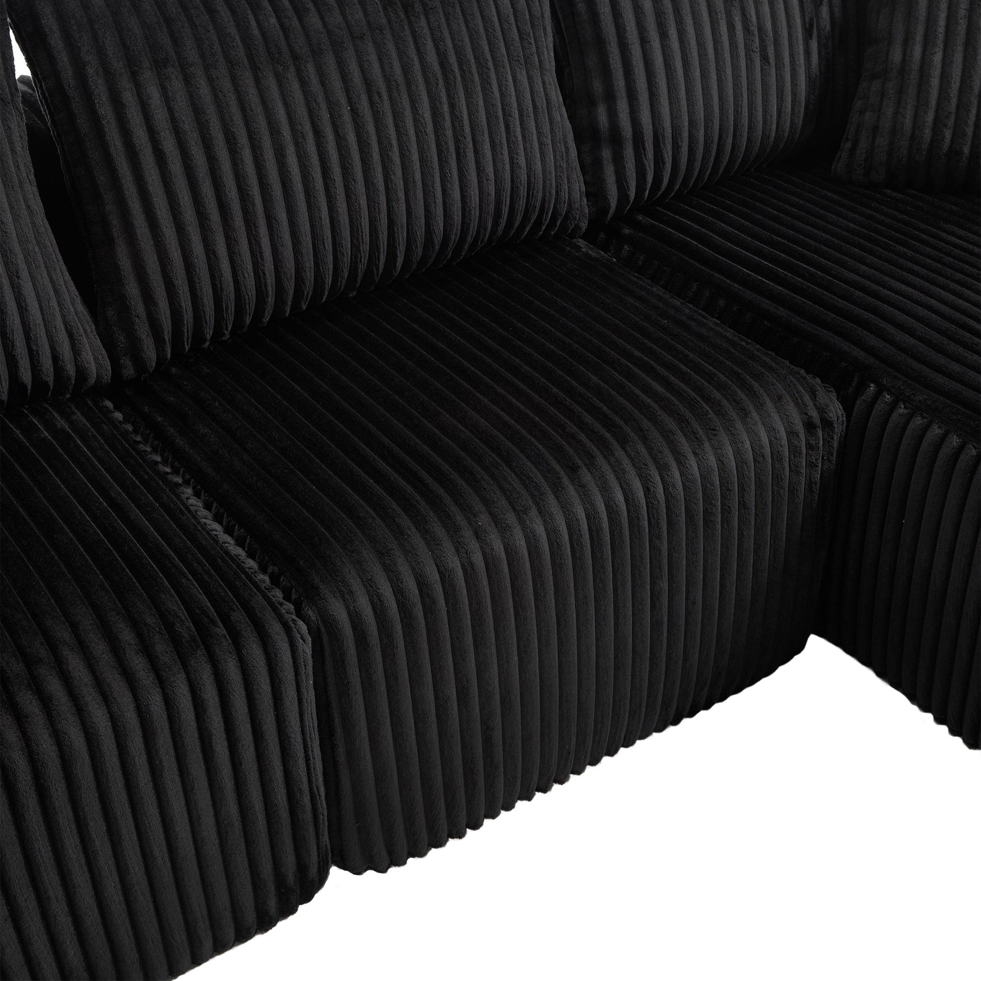 Logidon modulaire bankstel met chaise longue, 2-zitsbank, zwart corduroy