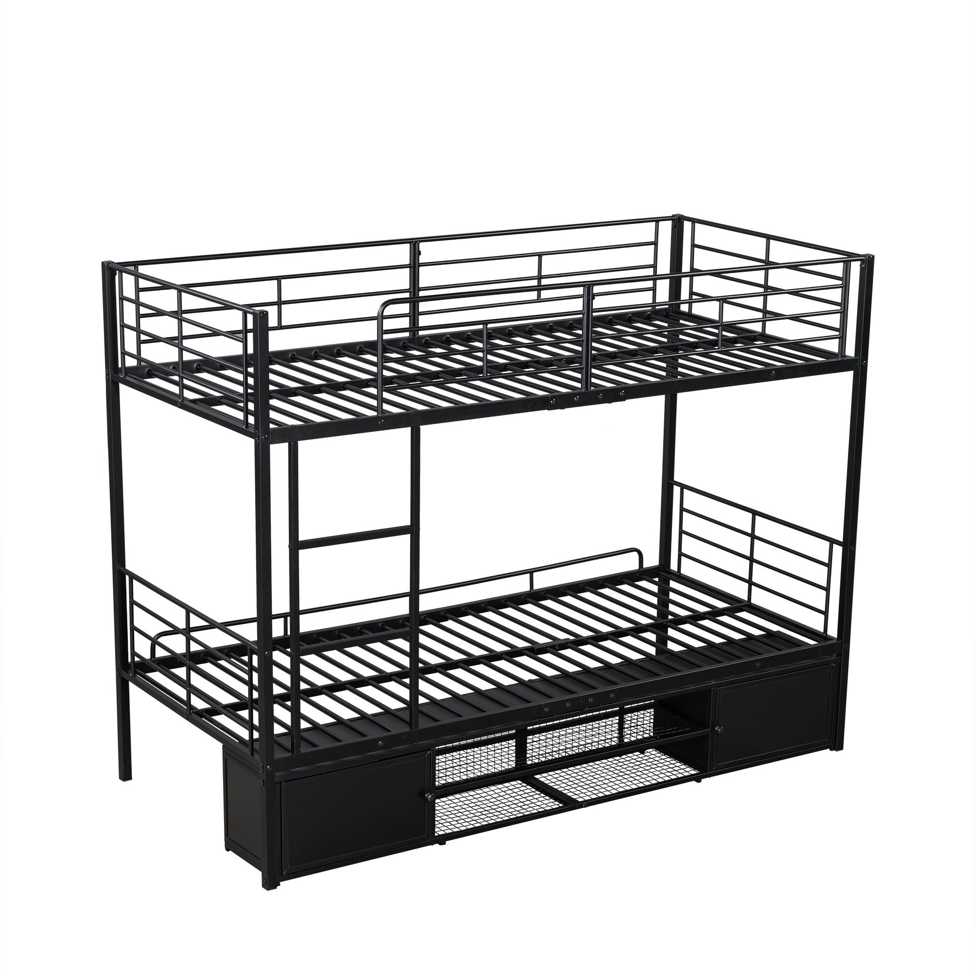 Logidon stapelbed ijzeren frame zwart 90x200 cm met schoenenrek