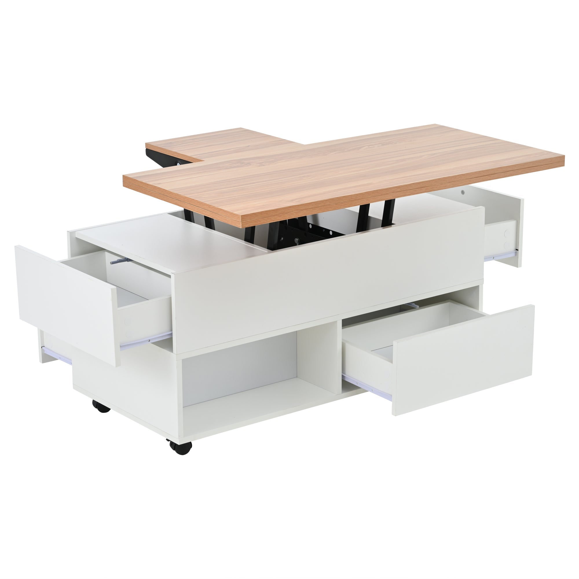 Logidon salontafel Lift Top 100x50 wit houtlook met 4 lades