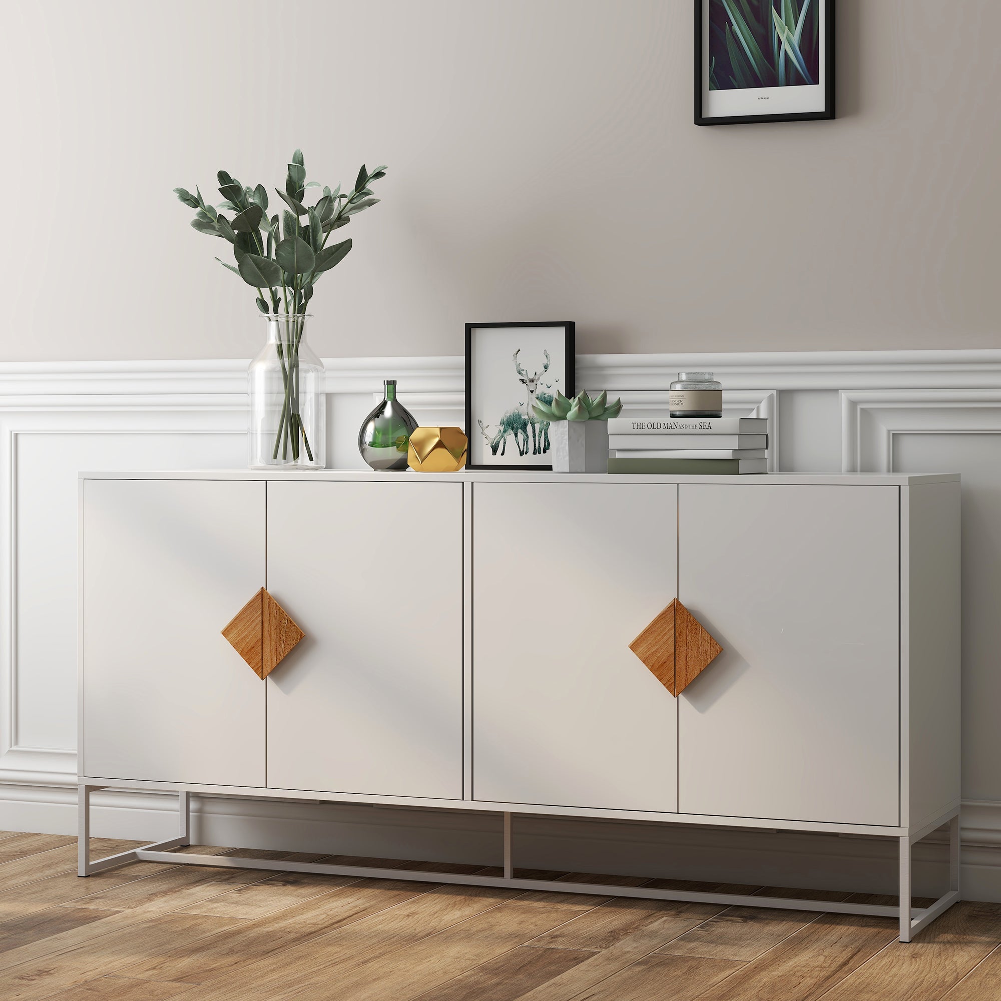 Logidon Wit Dressoir 160 cm met 4 deuren en dubbele opbergruimte