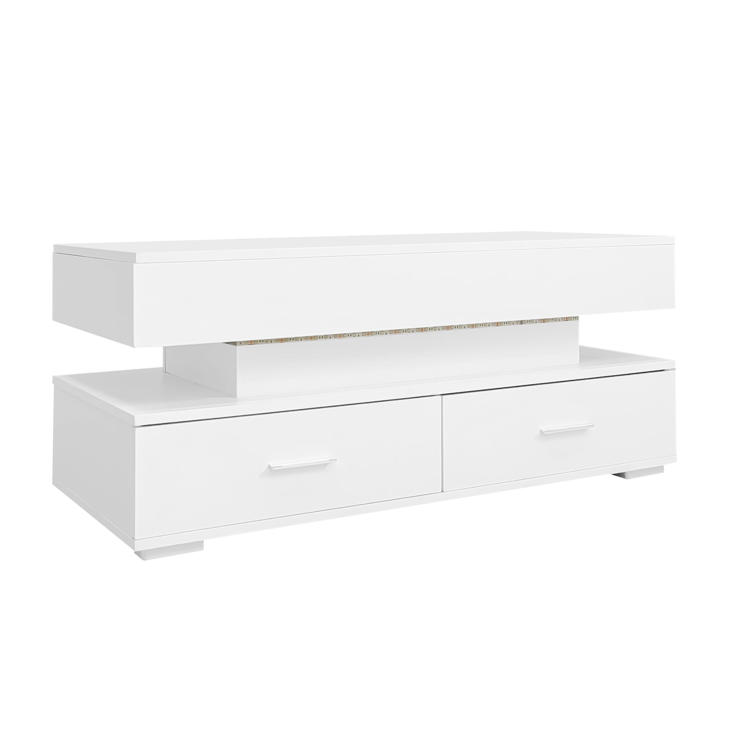 Logidon Hydraulisch in hoogte verstelbare salontafel 100x50x44 cm Wit LED