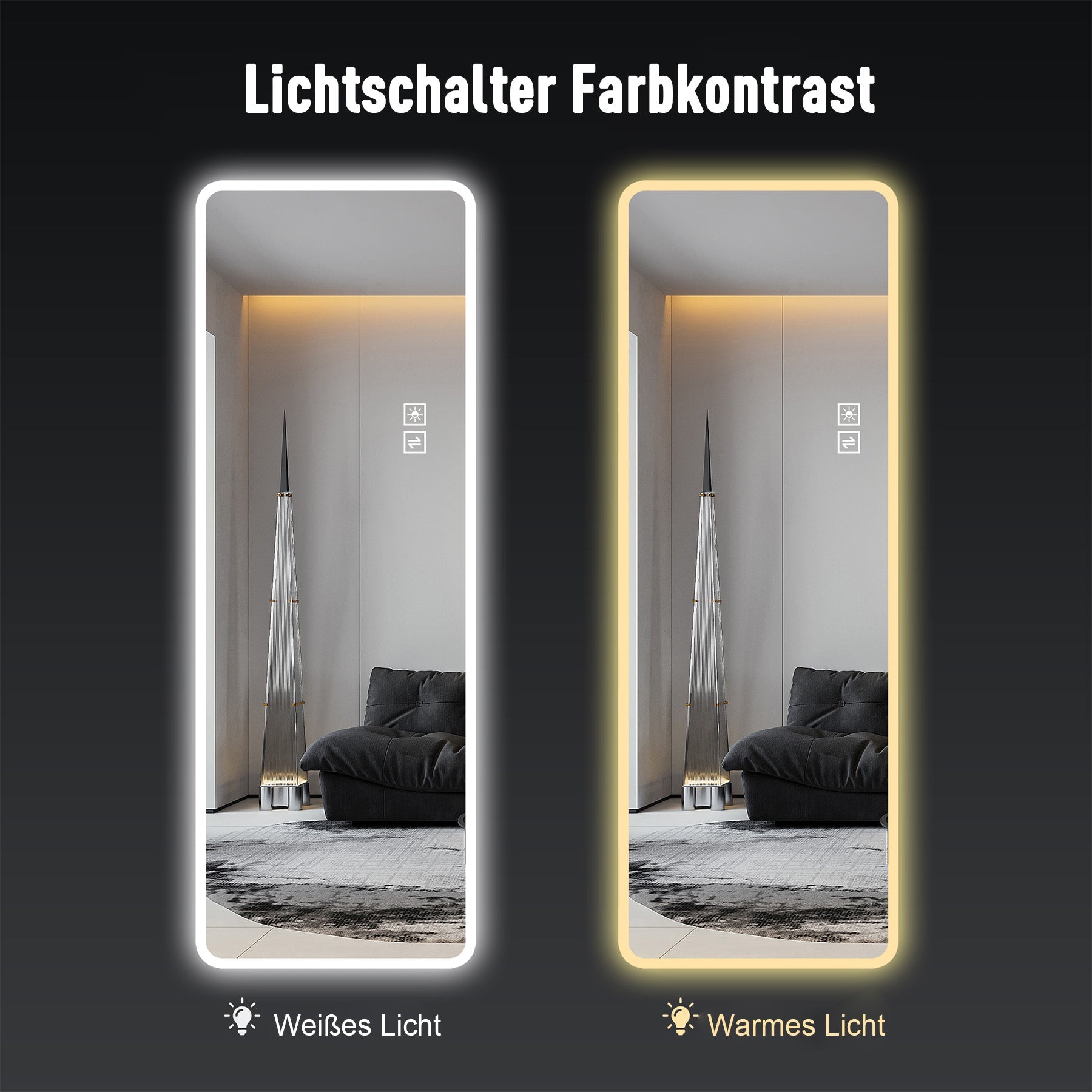 Logidon passpiegel 163x54 cm LED verlicht zilver wandmontage