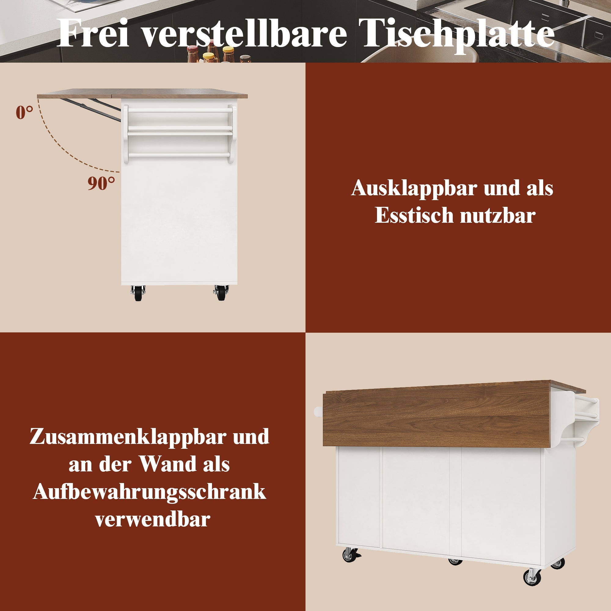 Logidon Keukentrolley Wit Afneembaar werkblad