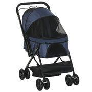 Logidon Kattenbuggy Blauw Oxford Opvouwbaar Lichtgewicht 76,5x52x95 cm