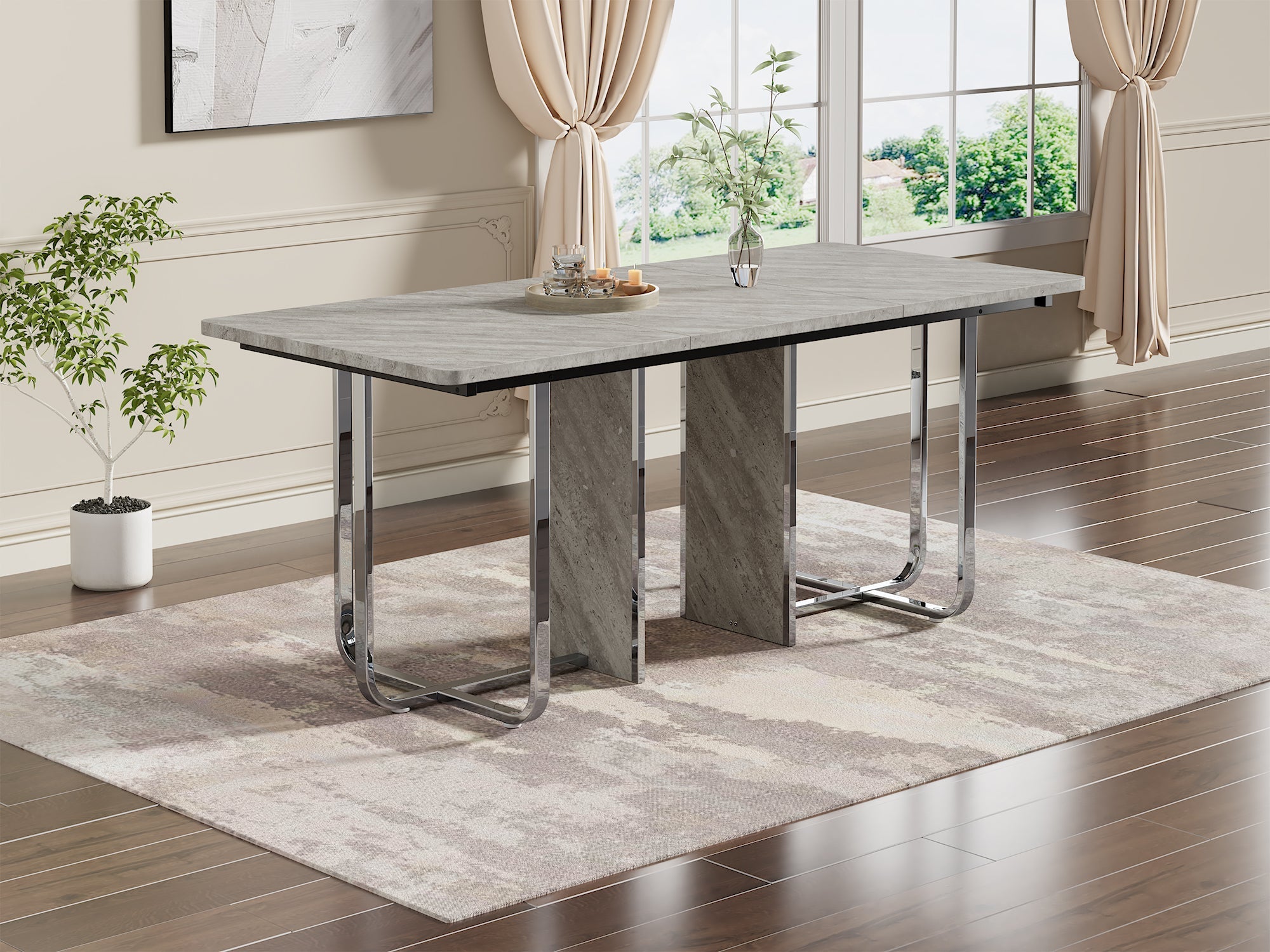Logidon eettafel 180x80 cm grijs met metalen poten moderne tafel