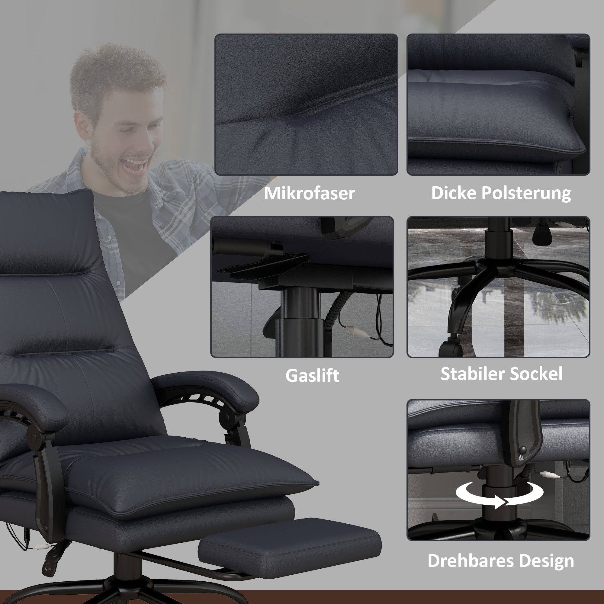 Logidon Vinsetto office chair with massage function dark gray