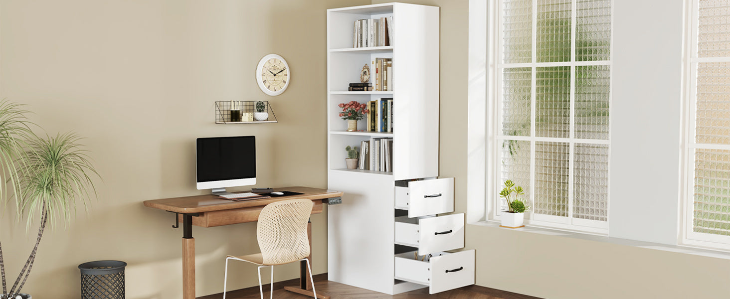 Logidon 180 cm smalle boekenkast wit met zijladen
