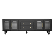 Logidon Lowboard Black with Golden Handles and Glass Doors