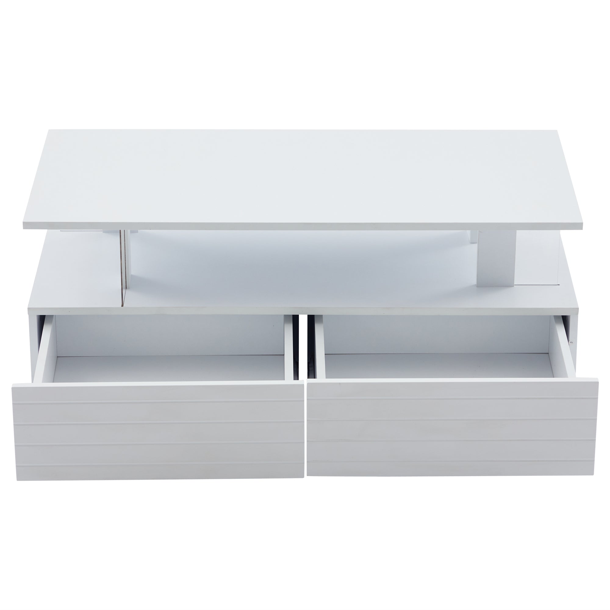 Logidon Witte LED Salontafel met Opbergruimte Bluetooth App Bediening 100x50x42 Cm