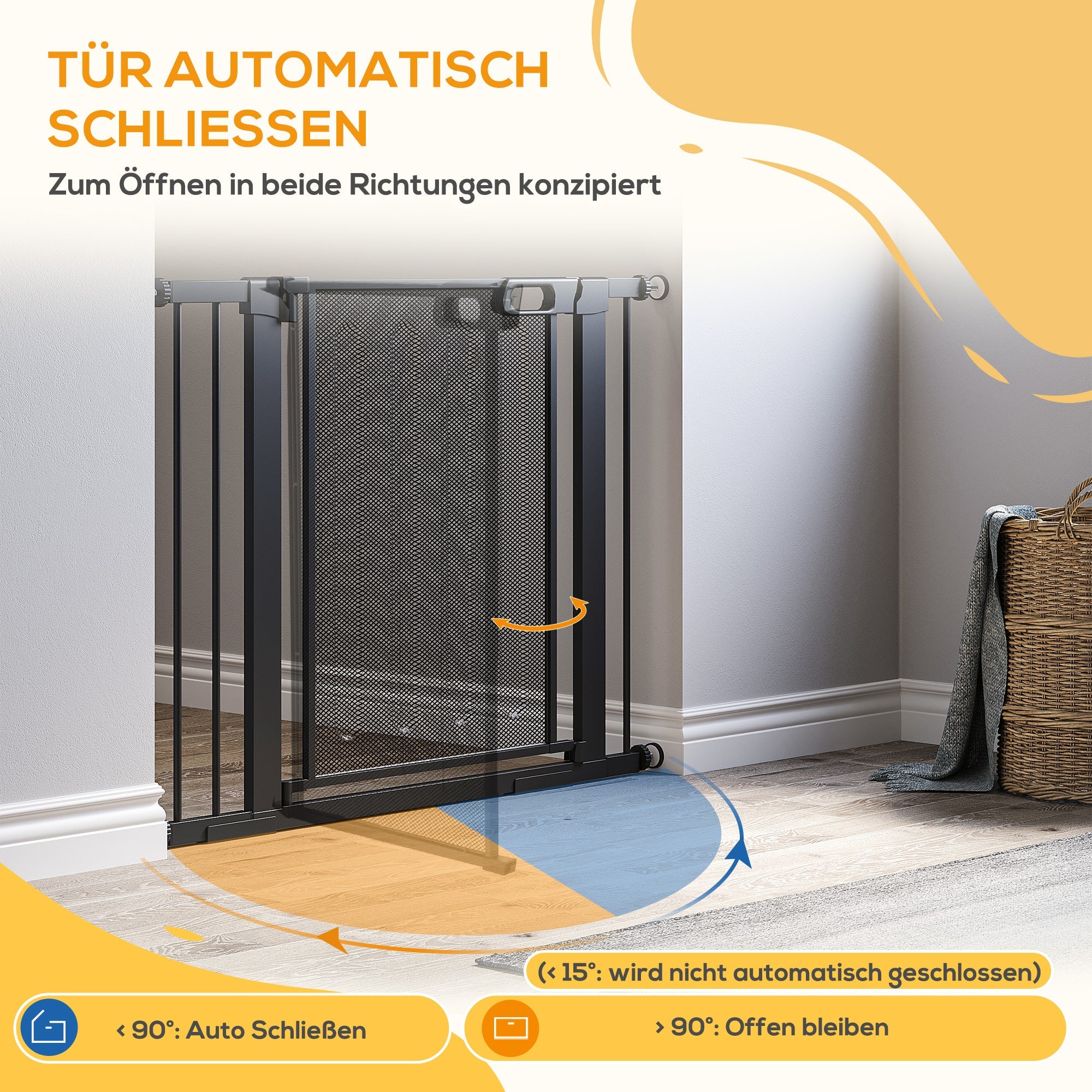 Logidon PawHut Deurveiligheidshek Zonder boren 75-103 cm Zwart Staal