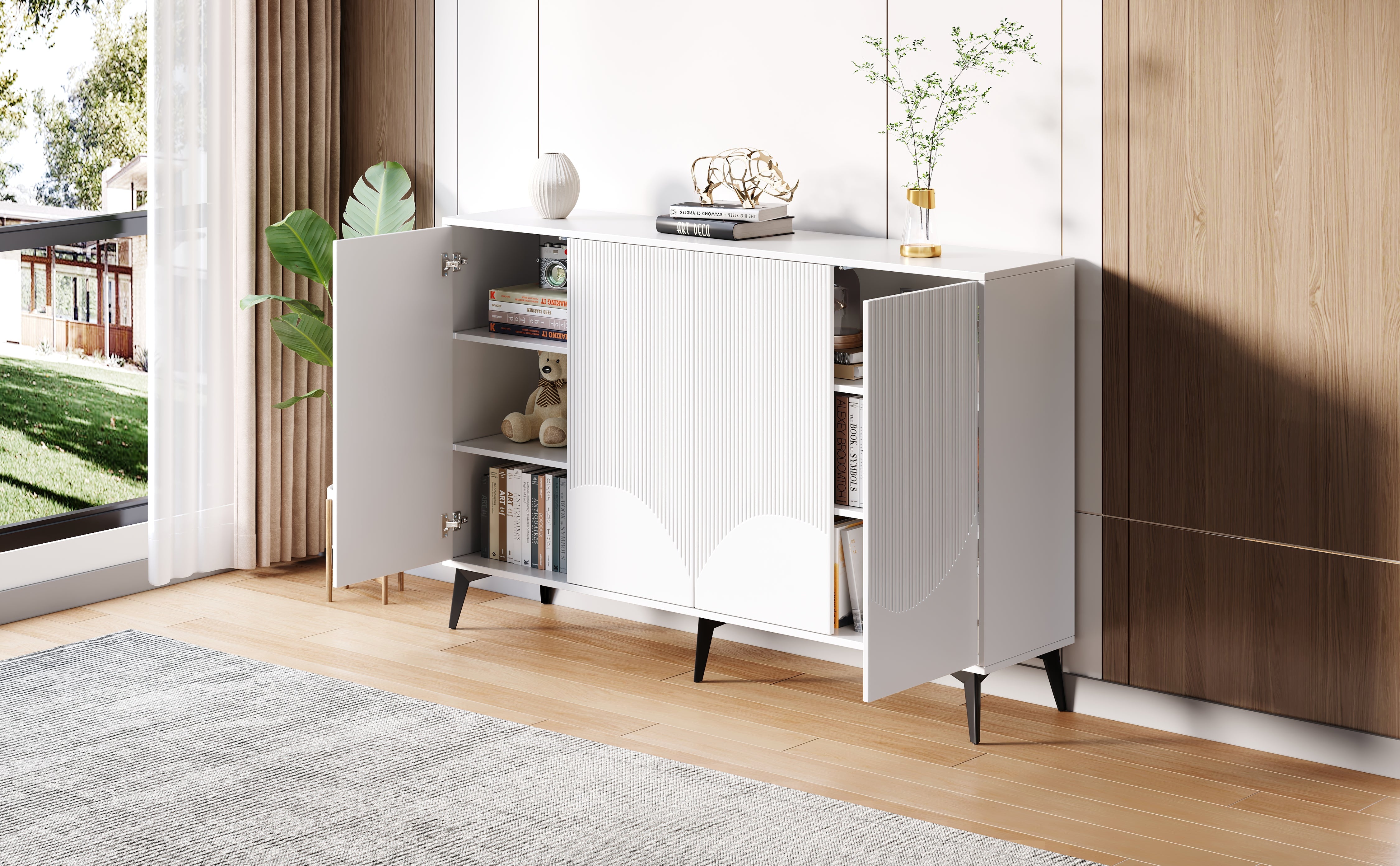 Logidon Wit Dressoir, 160 cm breed, verstelbare planken