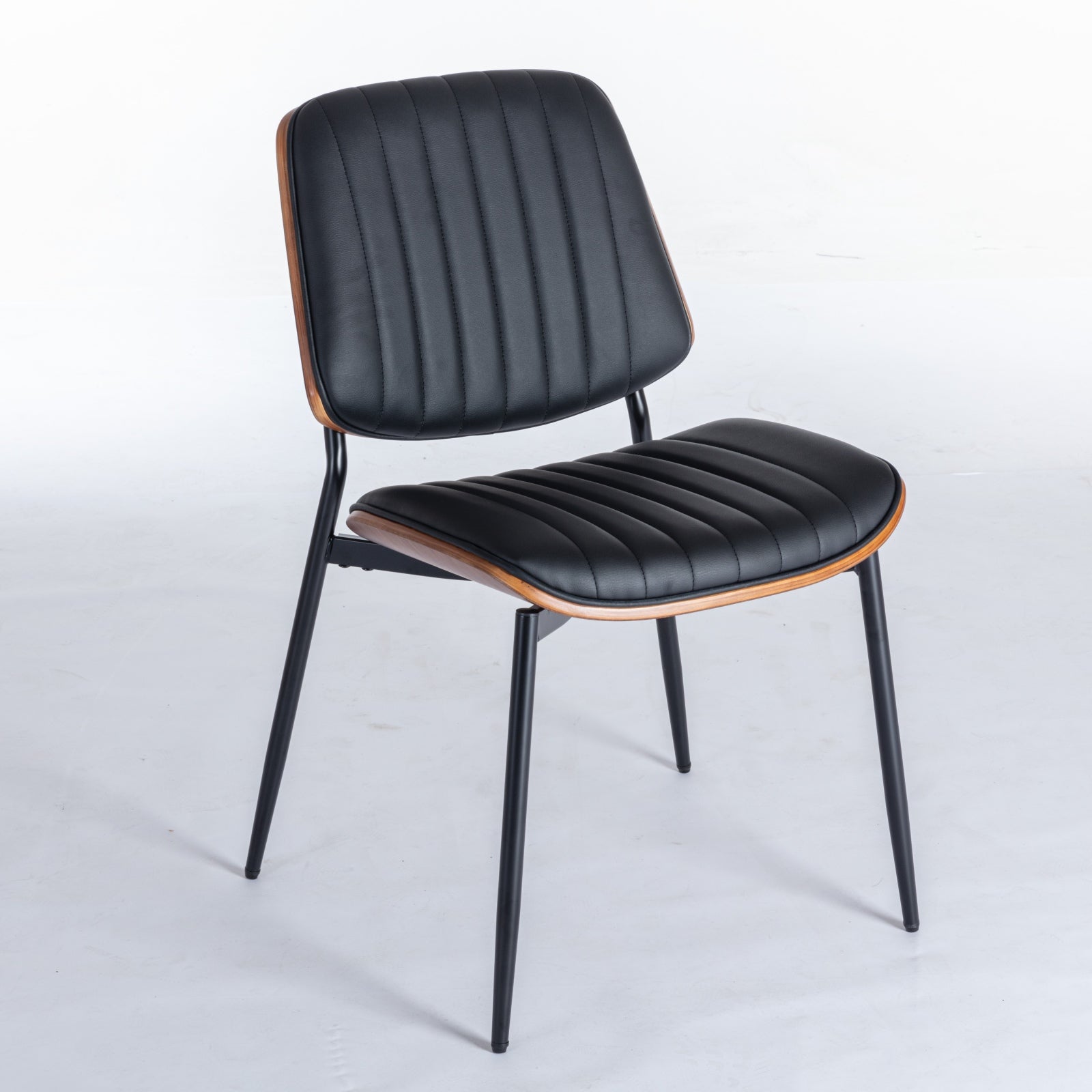 Logidon Eettafel Stoelenset 2 Mid Century Retro Kunstleer Zwart PU