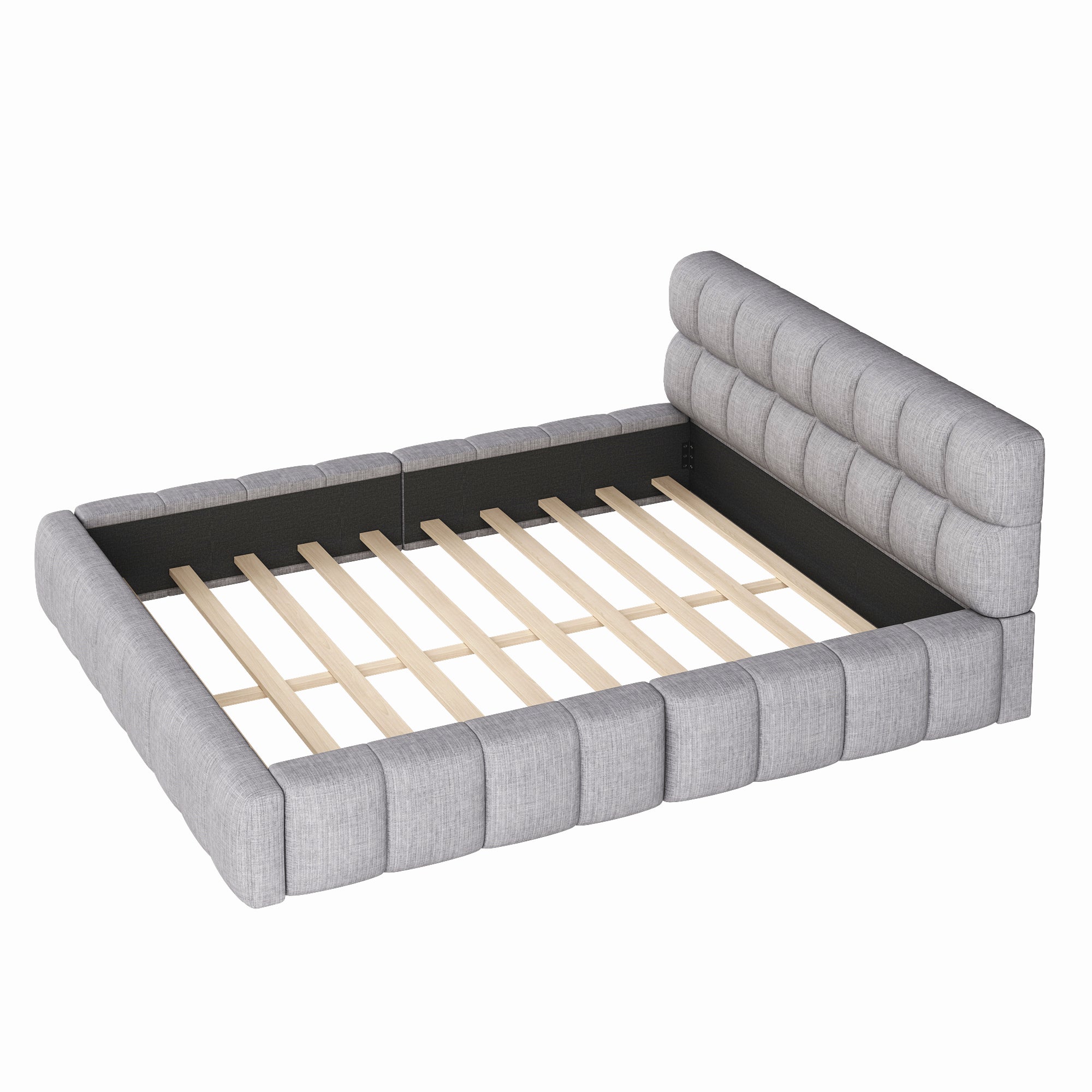 Logidon gestoffeerd bed 140x200 grijs met gecapitonneerd hoofdeinde
