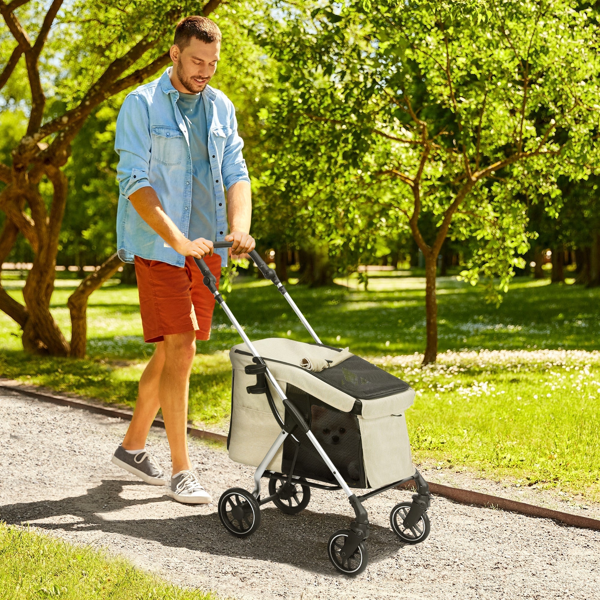 Logidon Hondenkar Lichtgewicht Aluminium Buggy Kaki Tot 10 kg
