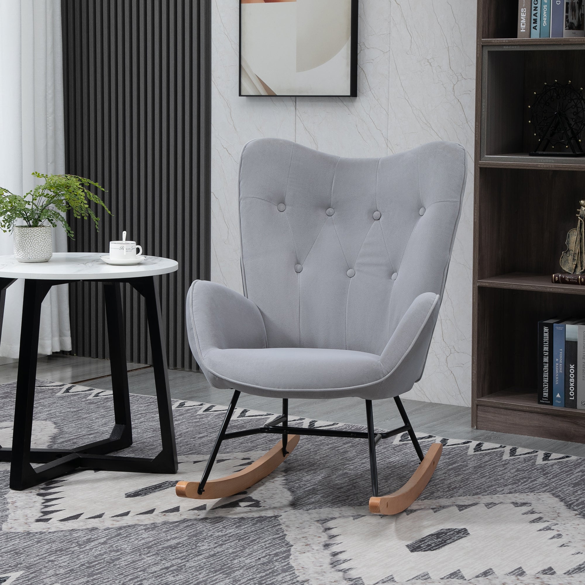 Logidon schommelstoel ergonomisch met fluweellook lichtgrijs tot 150 kg