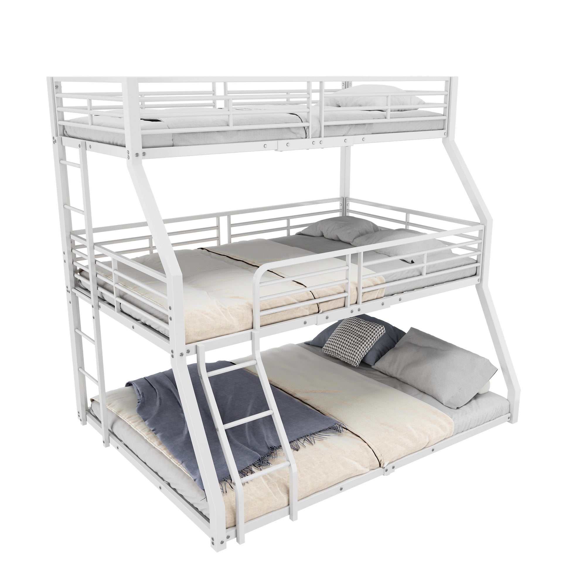Logidon stapelbed 90x200 cm driedubbel metalen bedframe wit
