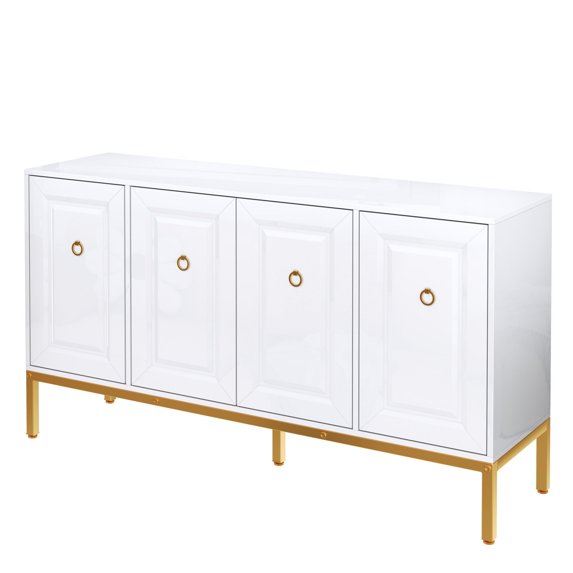 Logidon dressoir hoogglans wit 140x80x40 cm gouden handgrepen
