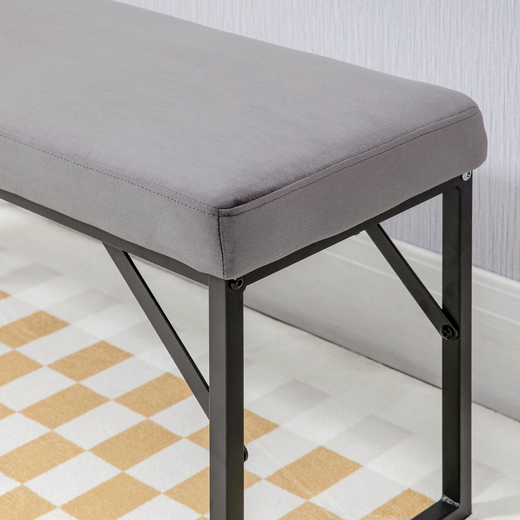 Logidon gestoffeerde bank fluweellook donkergrijs 100x35x47 cm