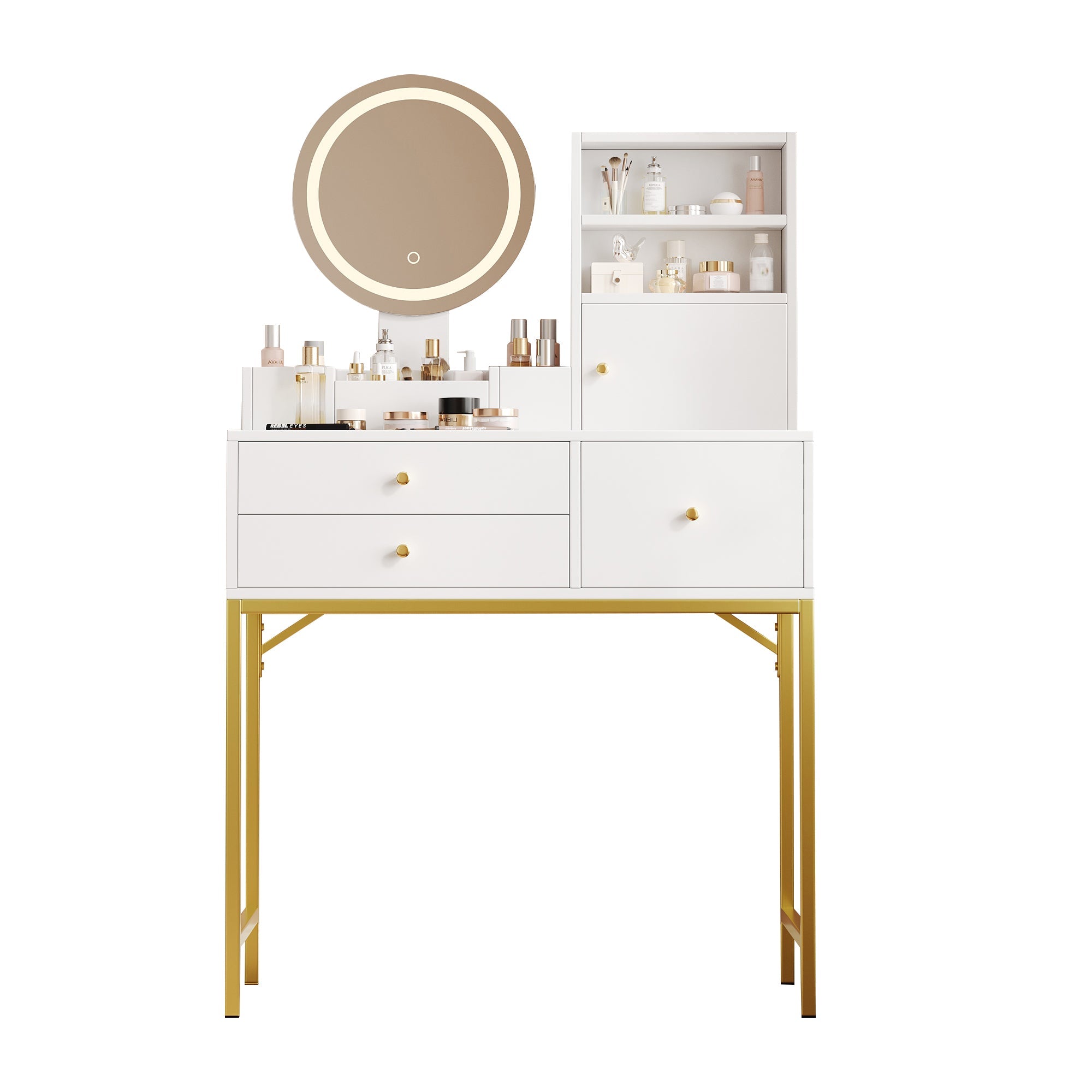 Logidon kaptafel met dimbare LED verlichting wit 80x40x134 cm