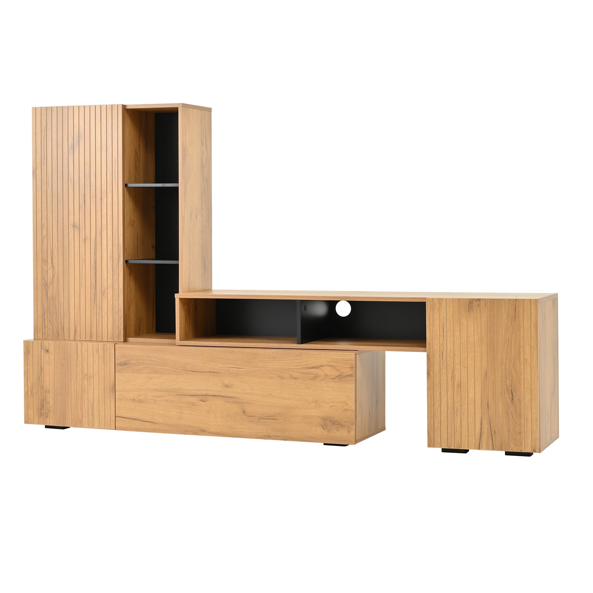 Logidon TV wall unit set display case two parts up to 265 cm oak black