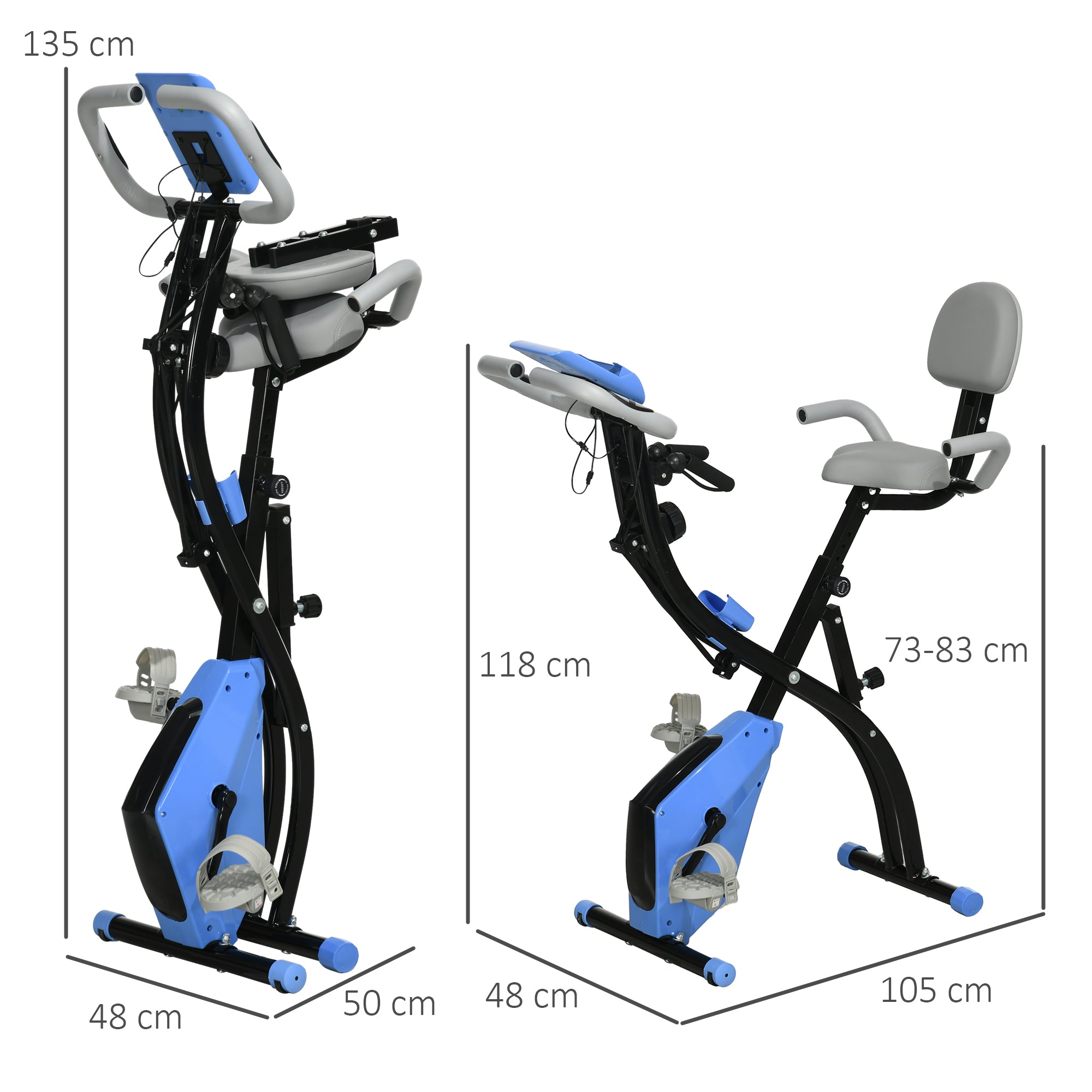Logidon X-Bike 2-in-1 hometrainer blauw LCD-display Magnetische weerstand met 8 niveaus