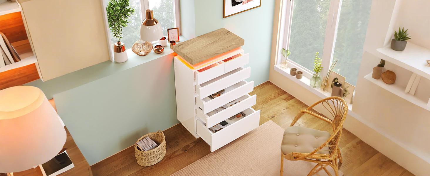 Logidon sideboard 6 drawers white 115x73x39 cm LED app control