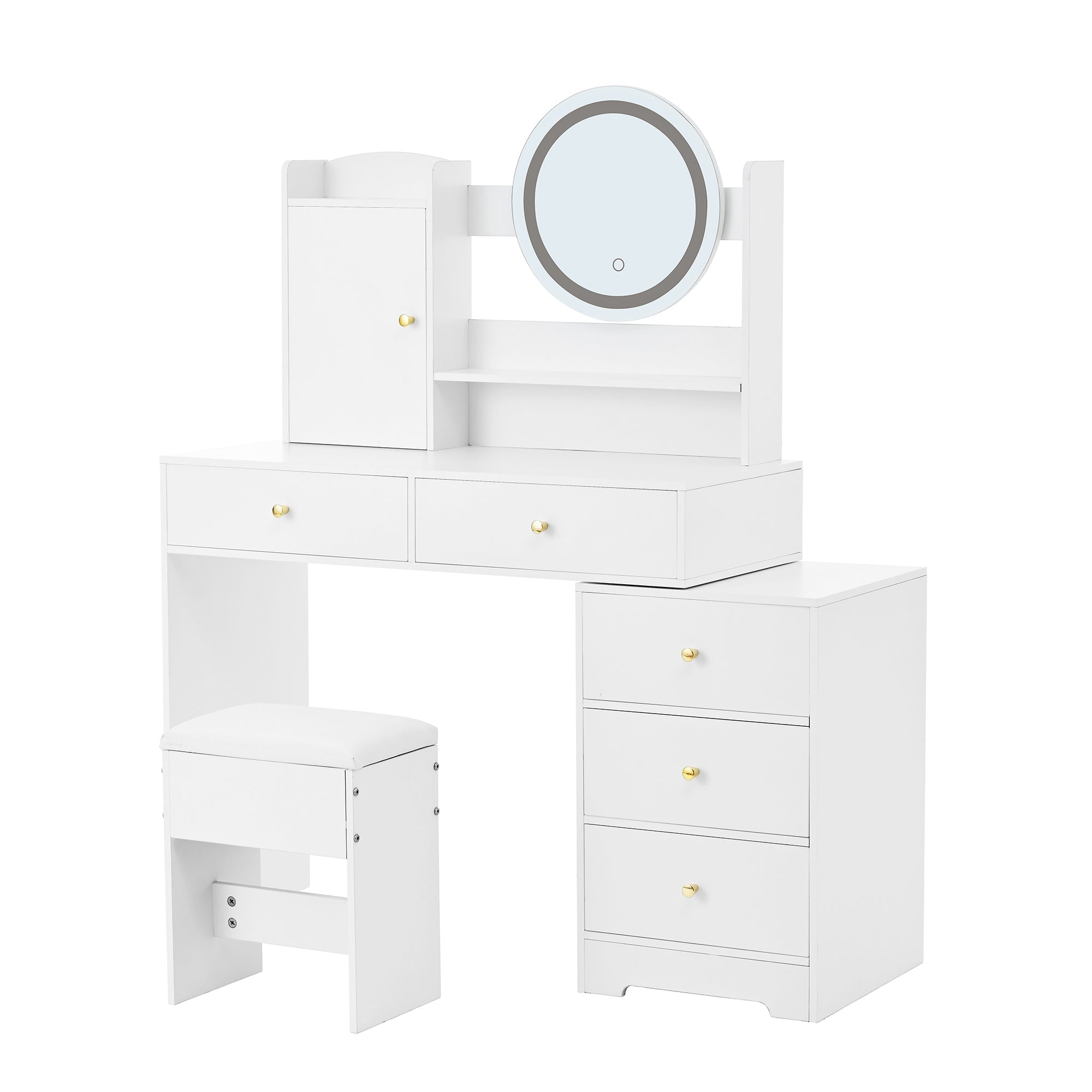 Logidon Grote Kaptafel Dimbaar LED Verlichting Wit 90x40x132 cm