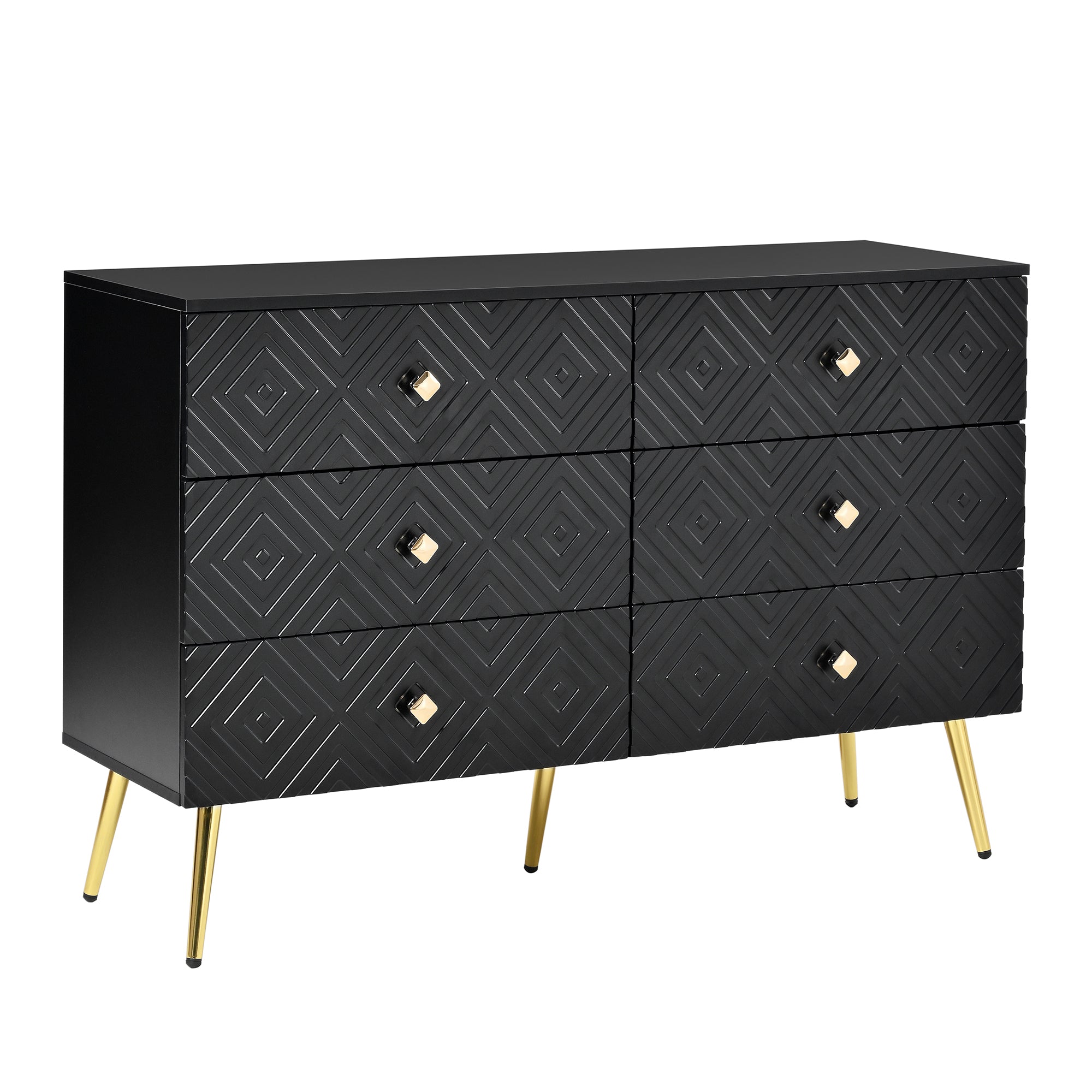 Logidon Ladekast 6 lades zwart goud moderne stijl 120x40x80 cm