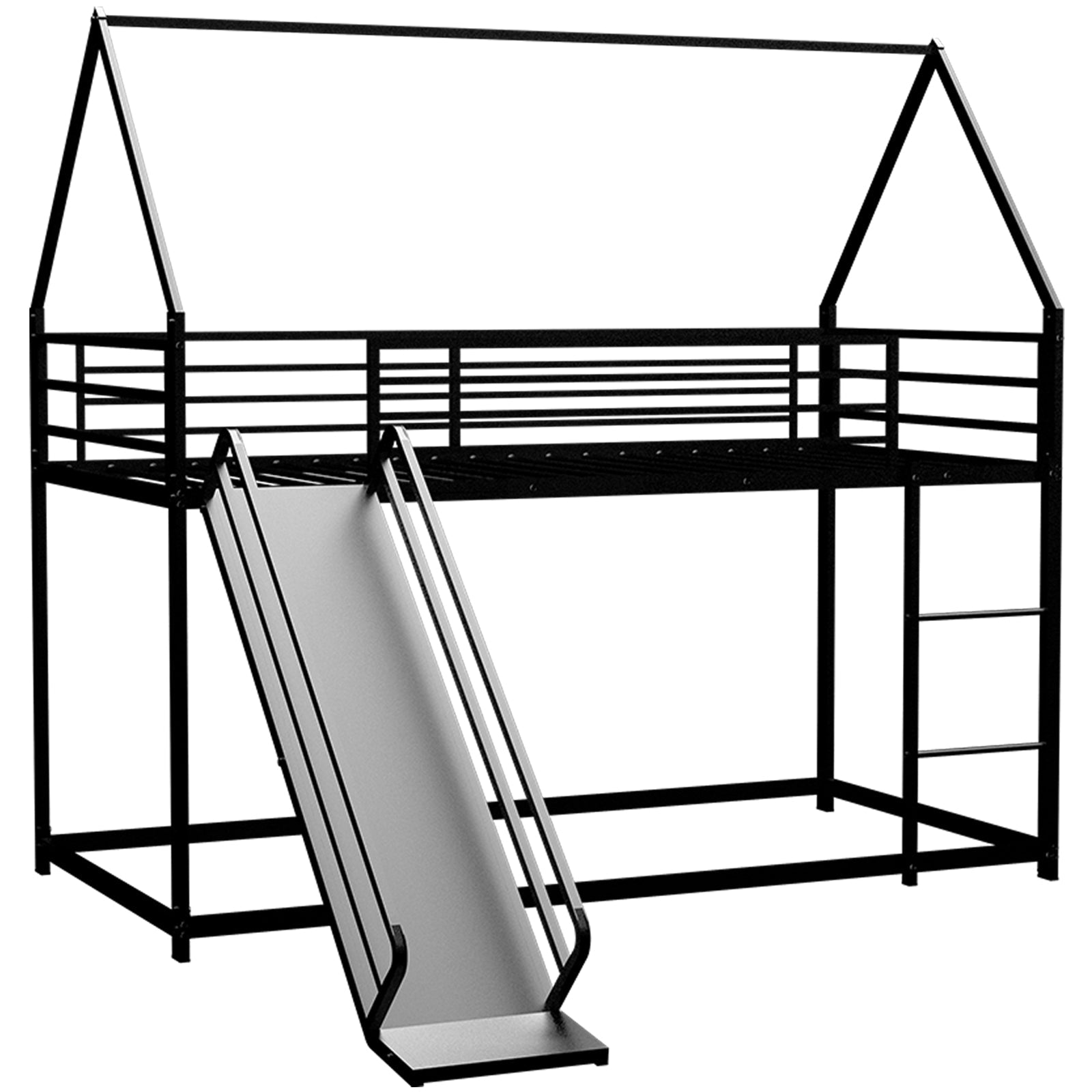 Logidon Twin over stapelbed met glijbaan Zwart