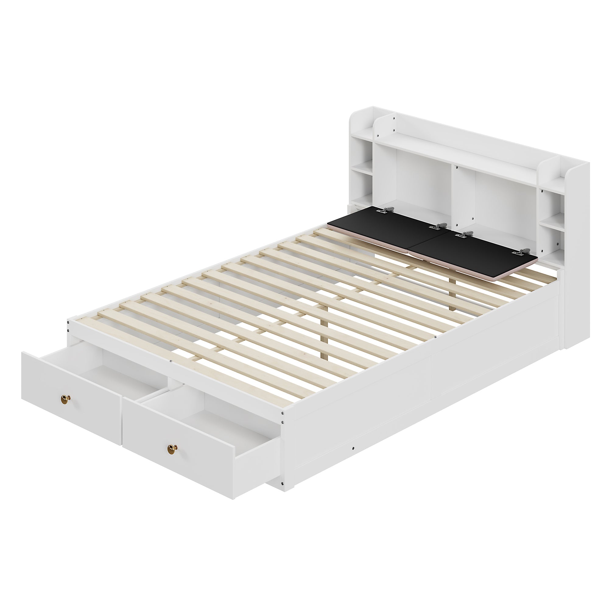 Logidon massief houten combinatiebed 140x200 cm wit met opbergruimte