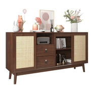 Logidon dressoir met rotan schuifdeuren en 2 lades 155x38x80 cm