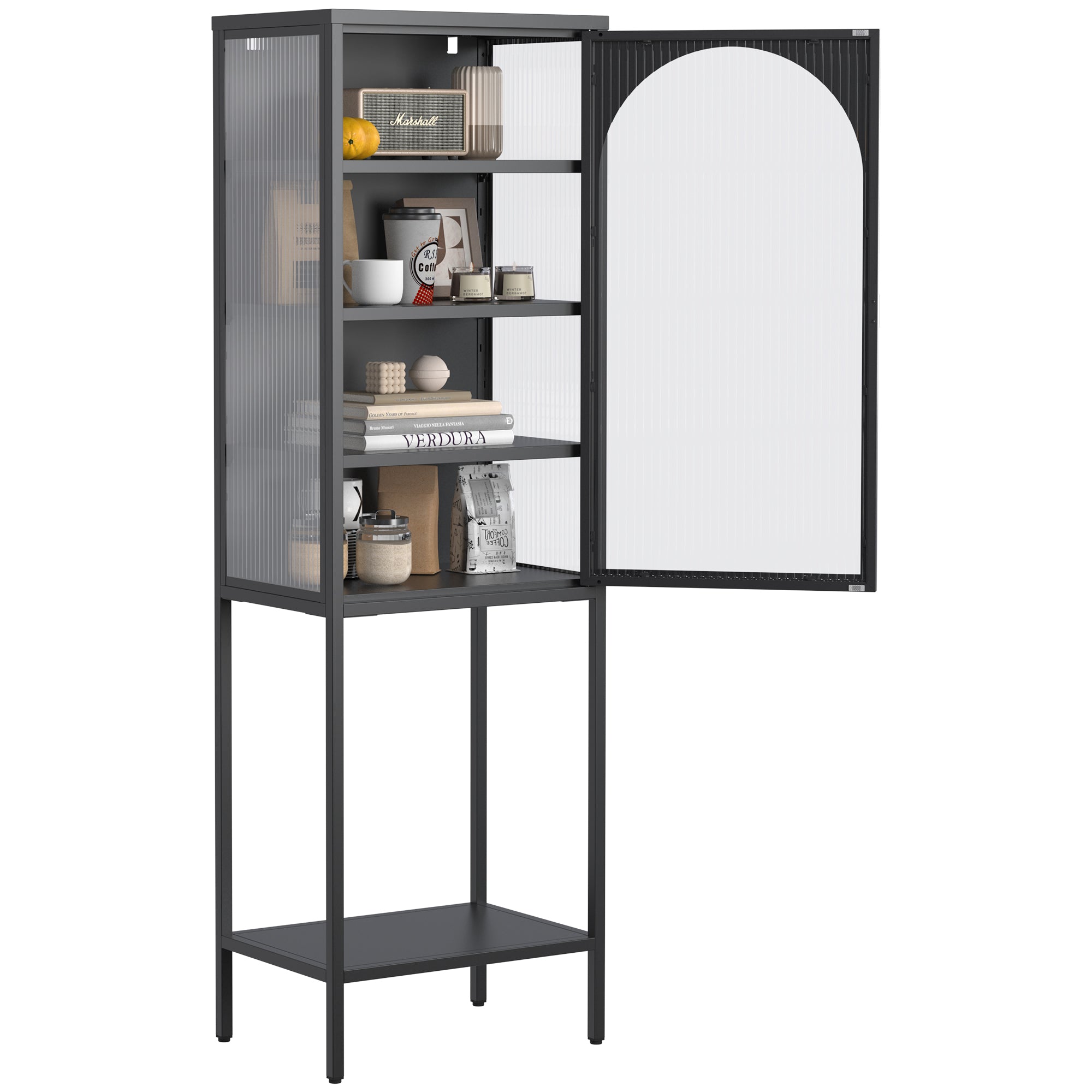 Logidon metalen vitrinedeur zwart 160x50x35 cm