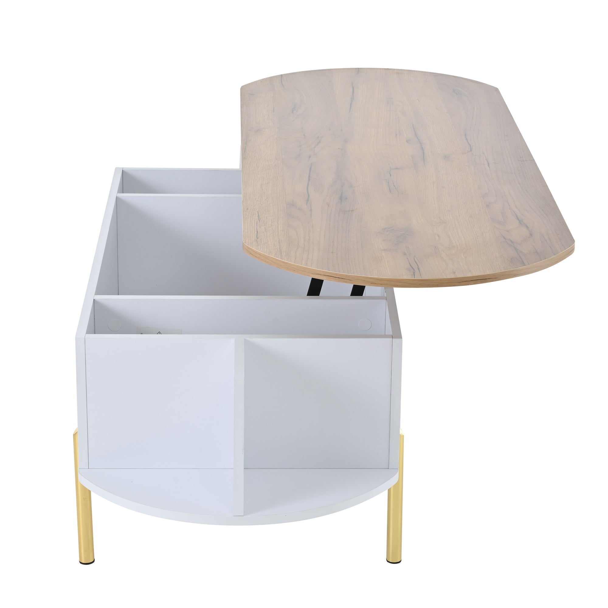 Logidon Verstelbare Salontafel 120x50x43 cm Met Opbergruimte Wit Hout