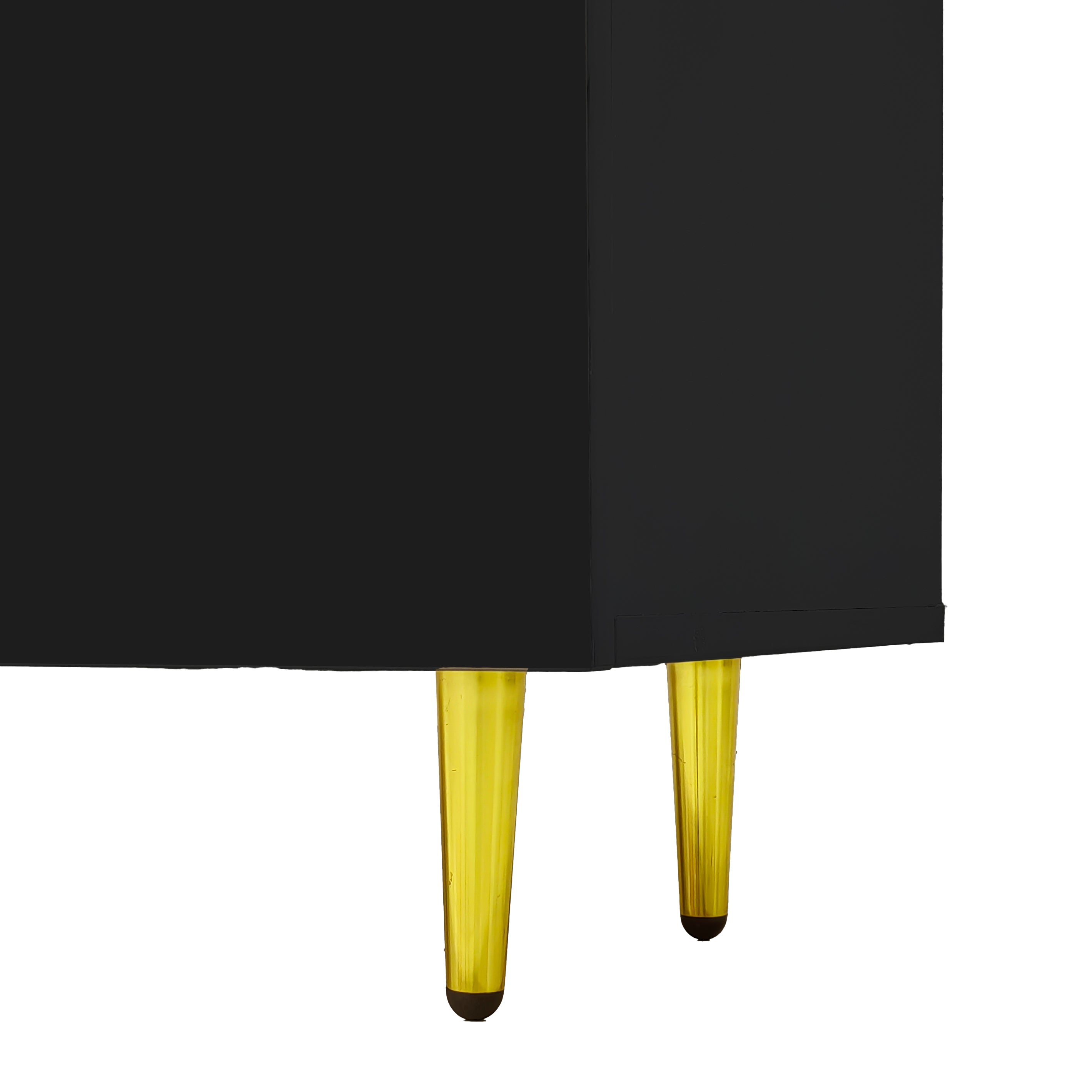 Logidon high-gloss TV cabinet 170 cm black-gold, 4 doors, modern