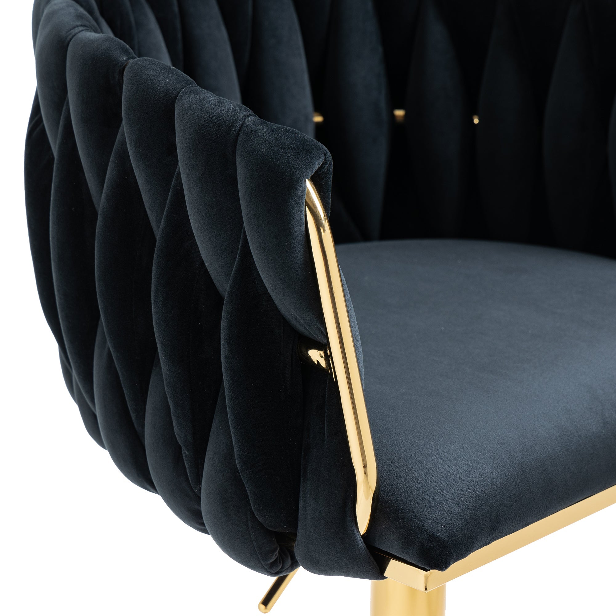 Logidon Vintage Bar Stool Velvet Black Adjustable Height Rotatable
