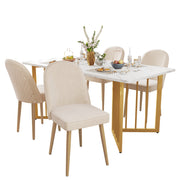 Logidon Set van 4 eetkamerstoelen beige fluweel gouden poten