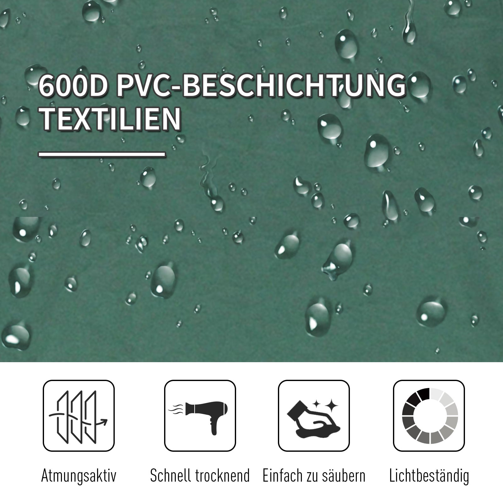 Logidon campingbed 2-persoons opklapbed 193x125x40 cm groen zwart