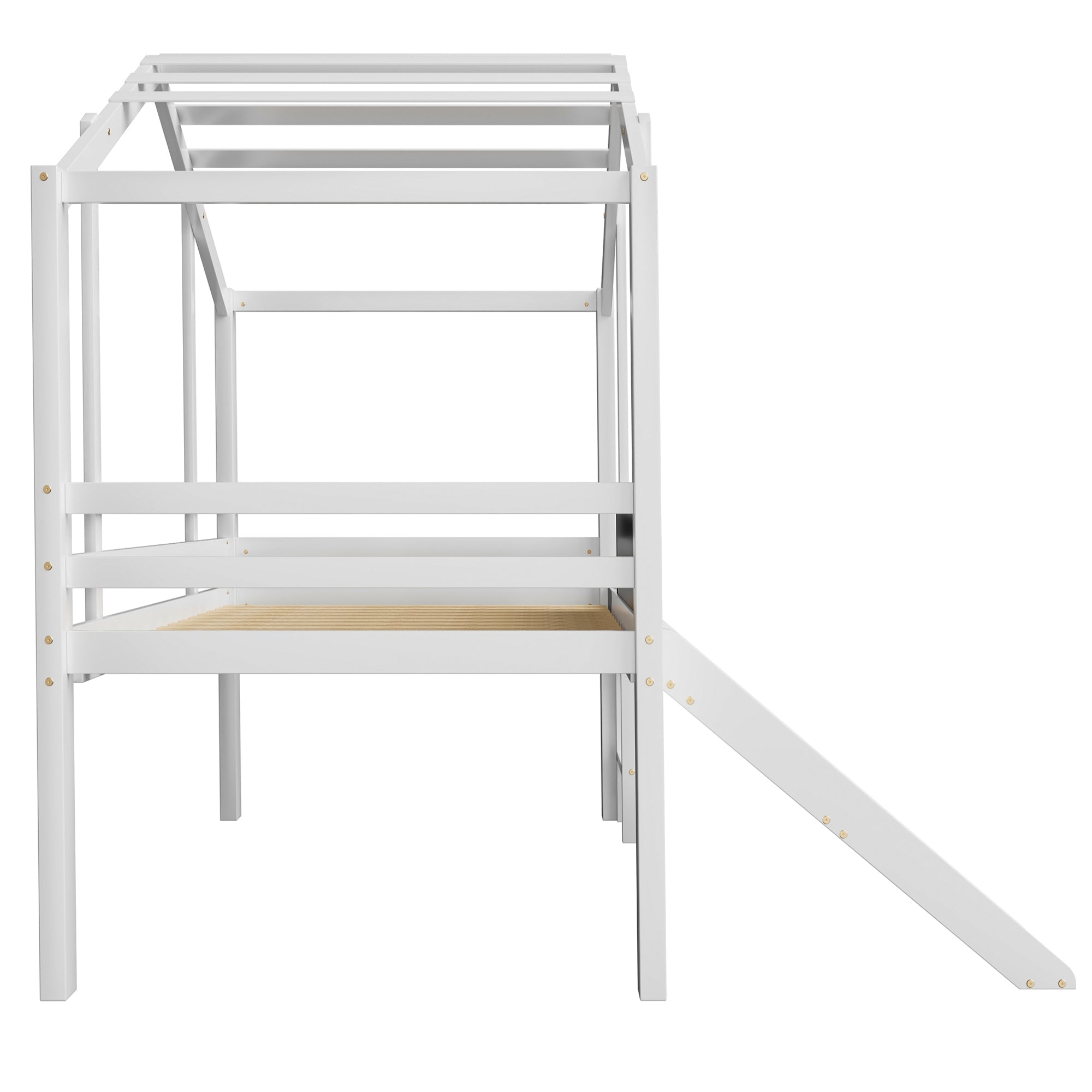 Logidon hoogslaper 90x200 wit met loftdesign en glijbaan