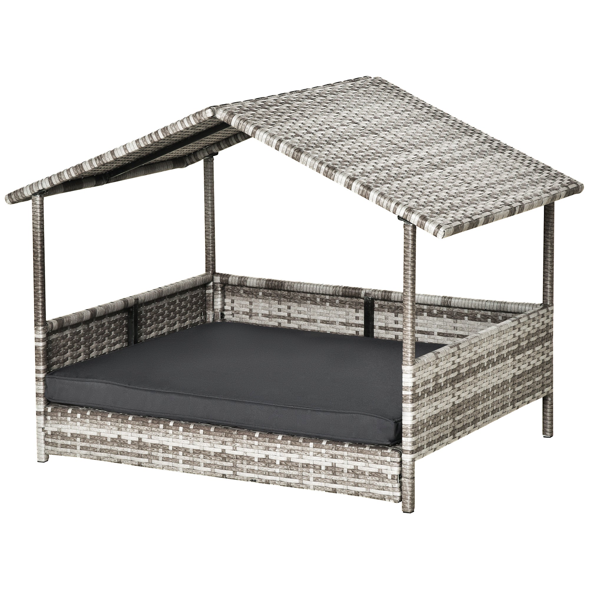 Logidon Rotan Hondenkennel met Kussen Grijs 69x98x70 cm