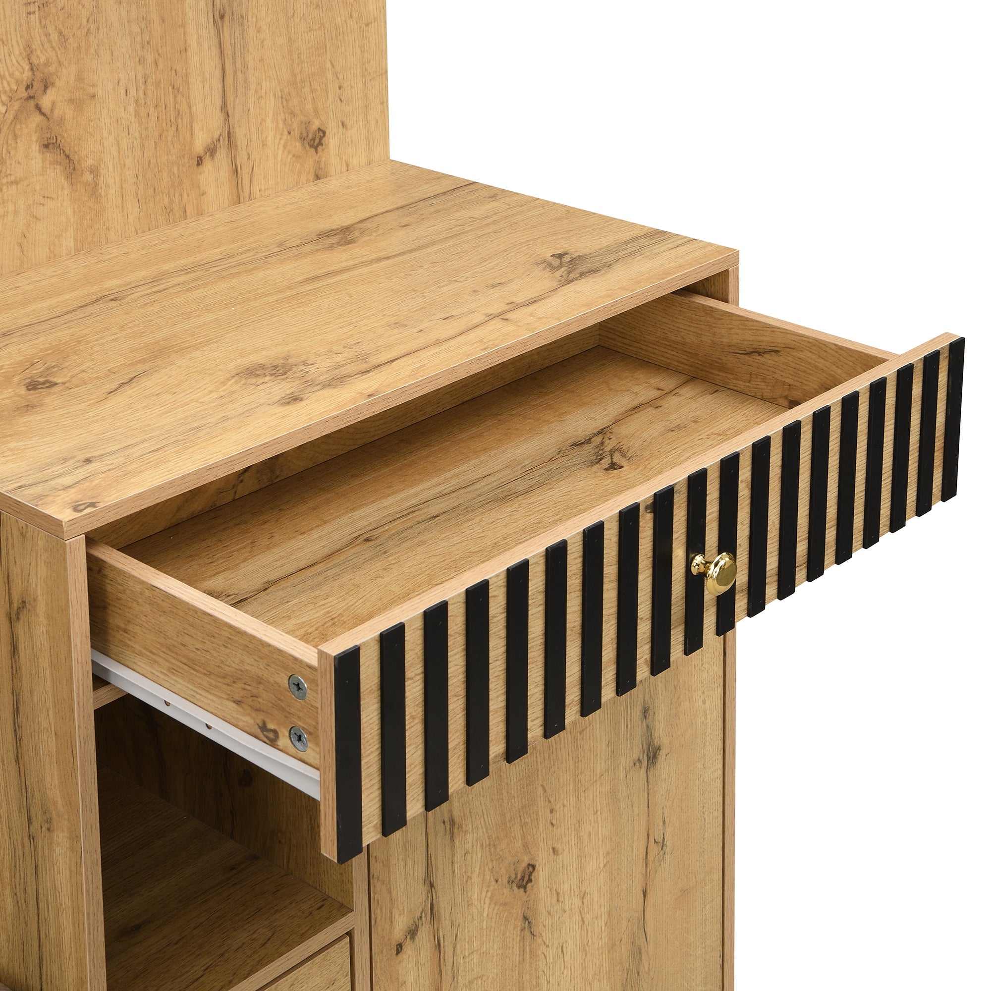 Logidon kledingkastset compacte kledingkast 110x185,5x37 cm natuurlijke MDF spiegel