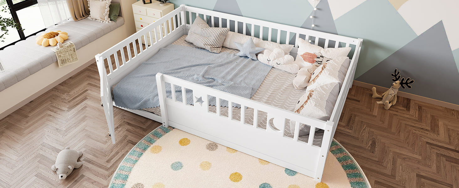 Logidon paneelbed 140x190 wit met rastersterdecor zonder matras