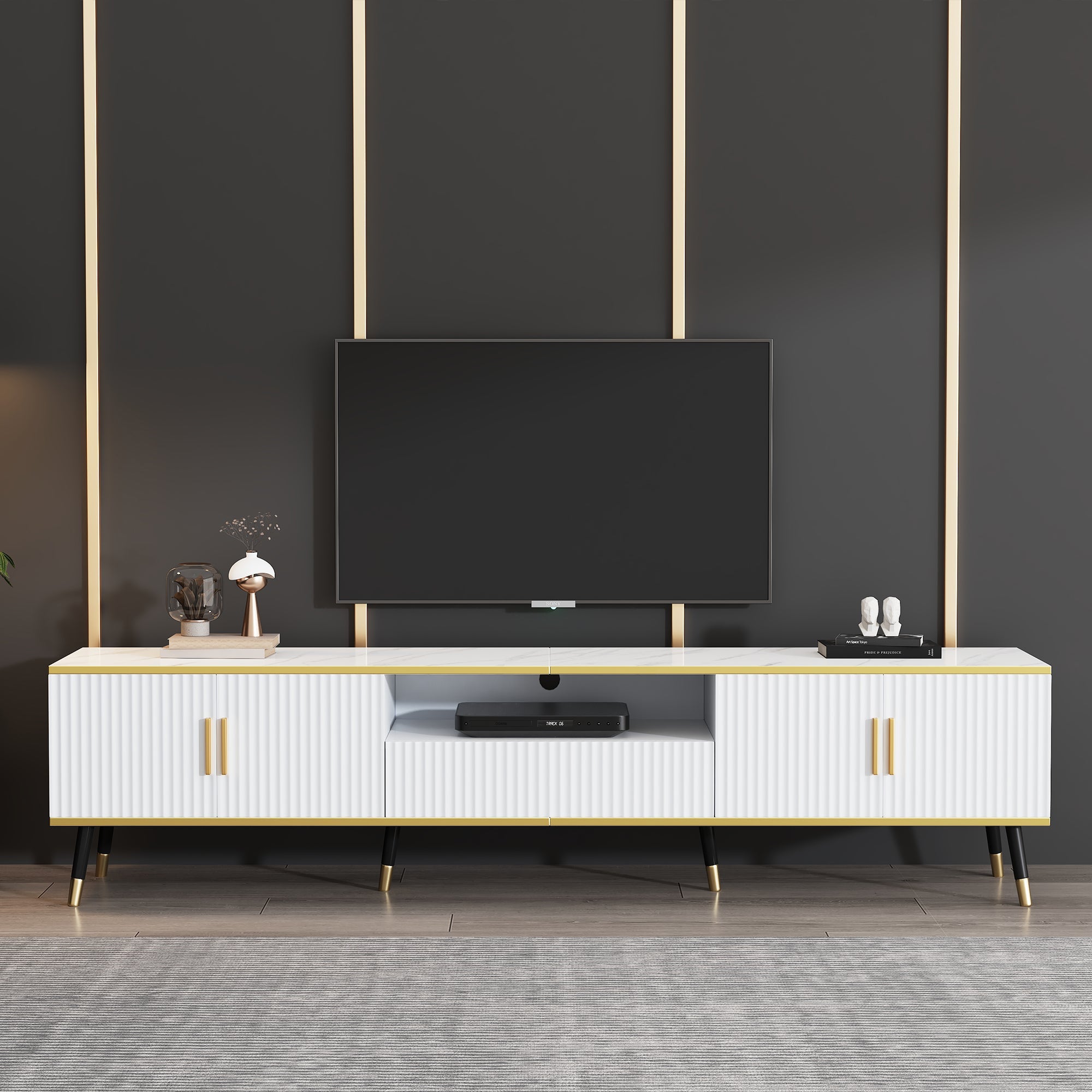 Logidon Modern TV-meubel Wit Marmerlook 200x40x46 cm