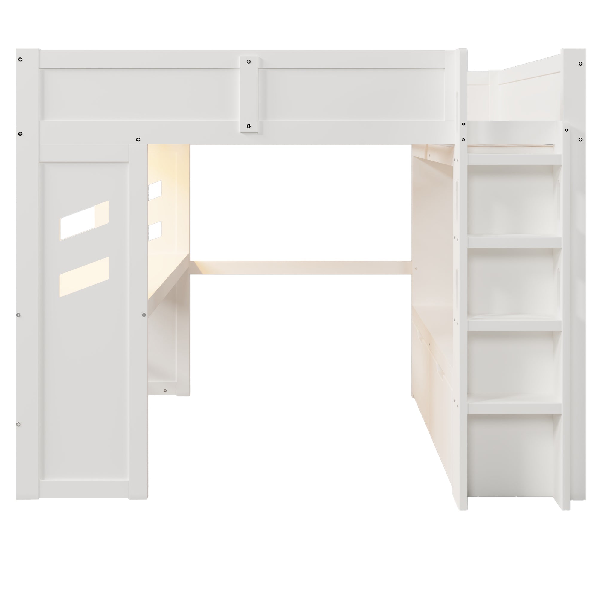 Logidon hoogslaper 140x200 cm wit gamingbed met bureau LED