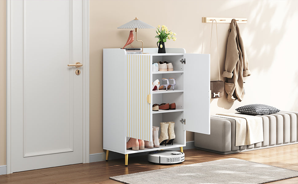 Logidon moderne schoenenkast wit MDF met deuren, 3 niveaus