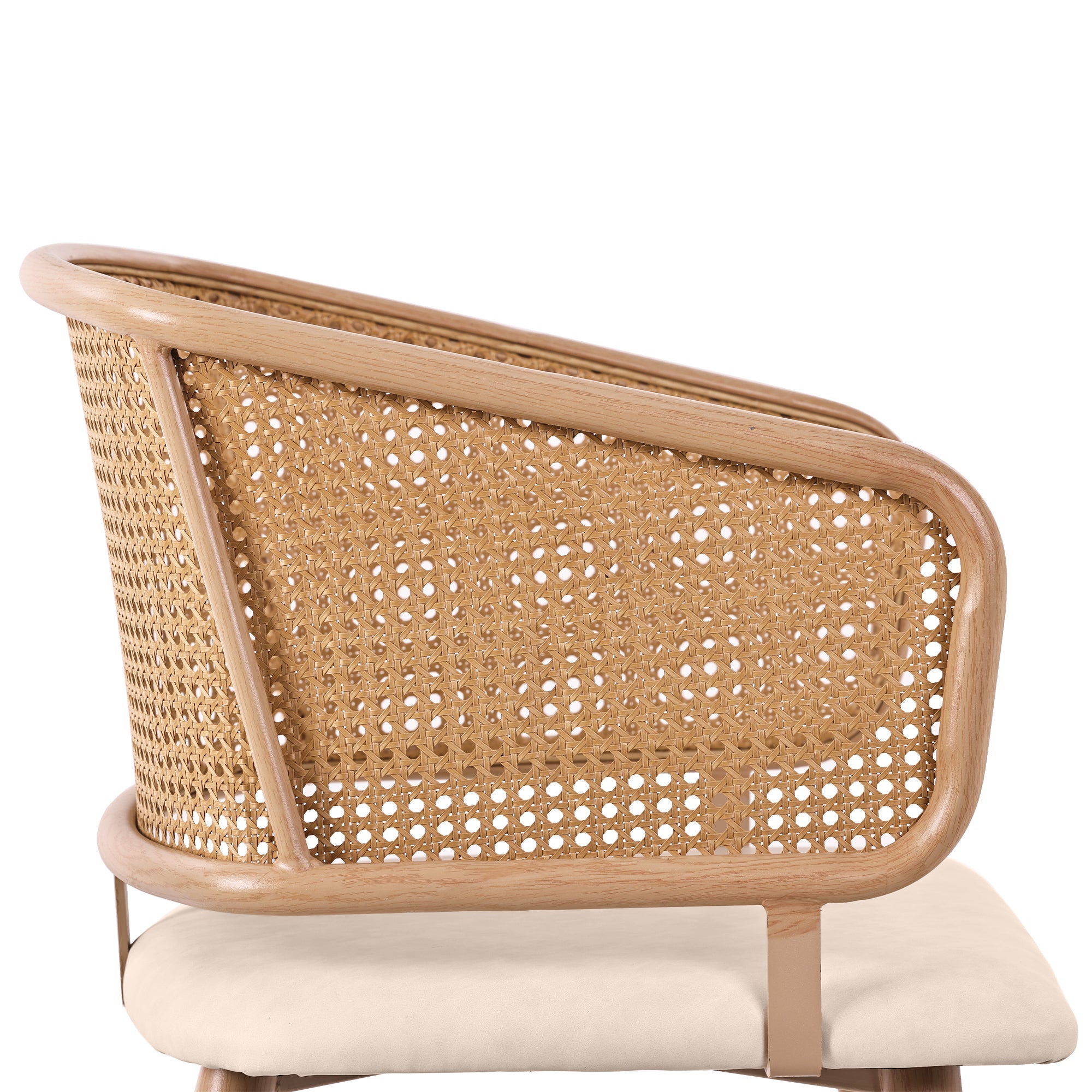 Logidon Set of 4 Dining Chairs Rattan Back PU Leather Beige Brown