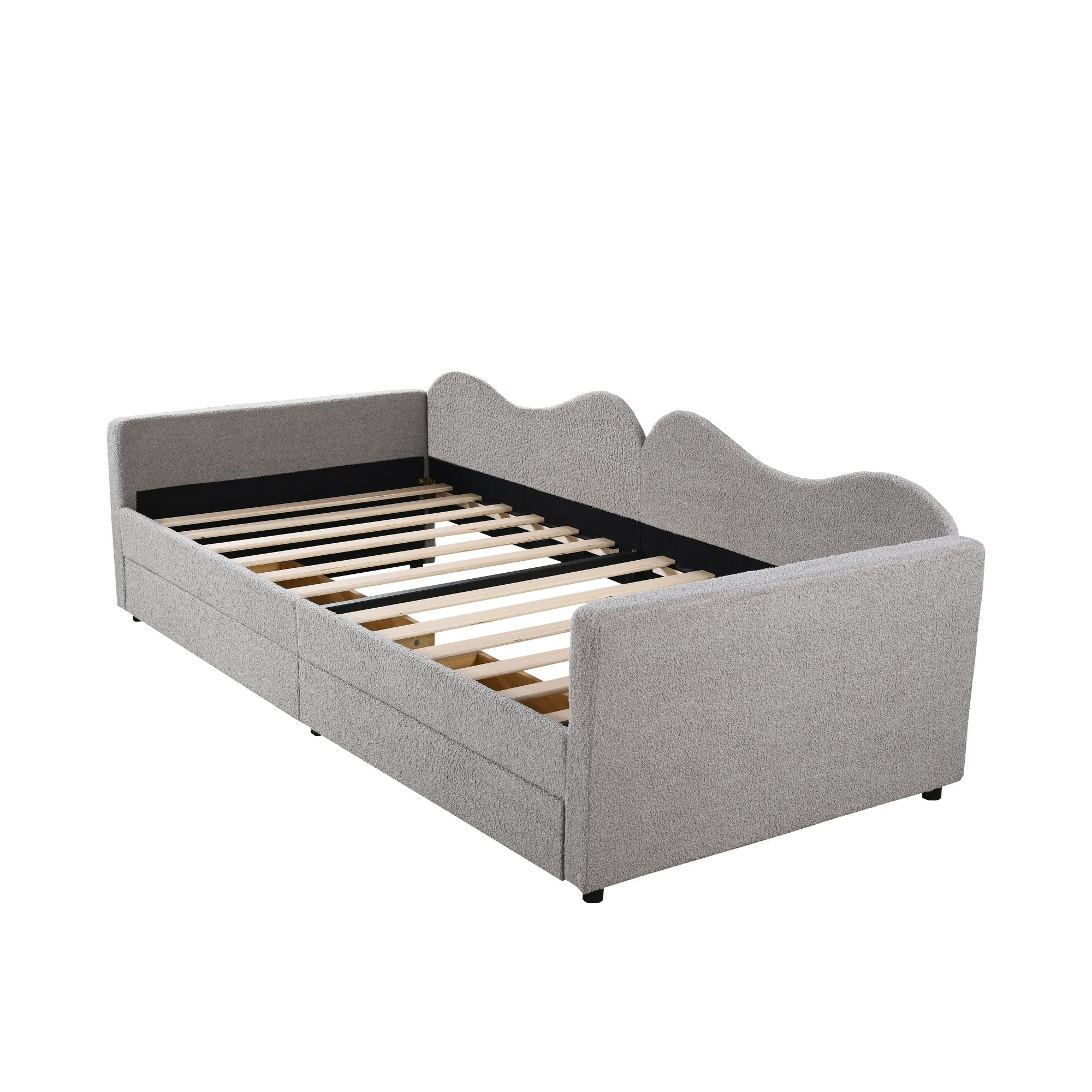 Logidon gestoffeerd bed 90x200 grijze slaapbank met 2 lades